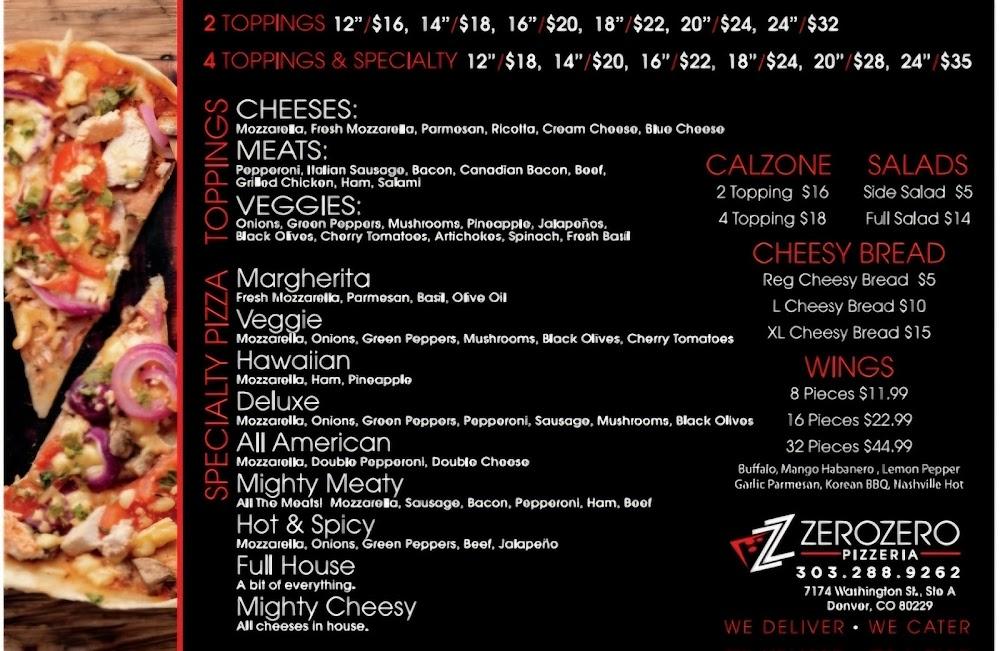 Zero Zero Pizzeria Menu image 1